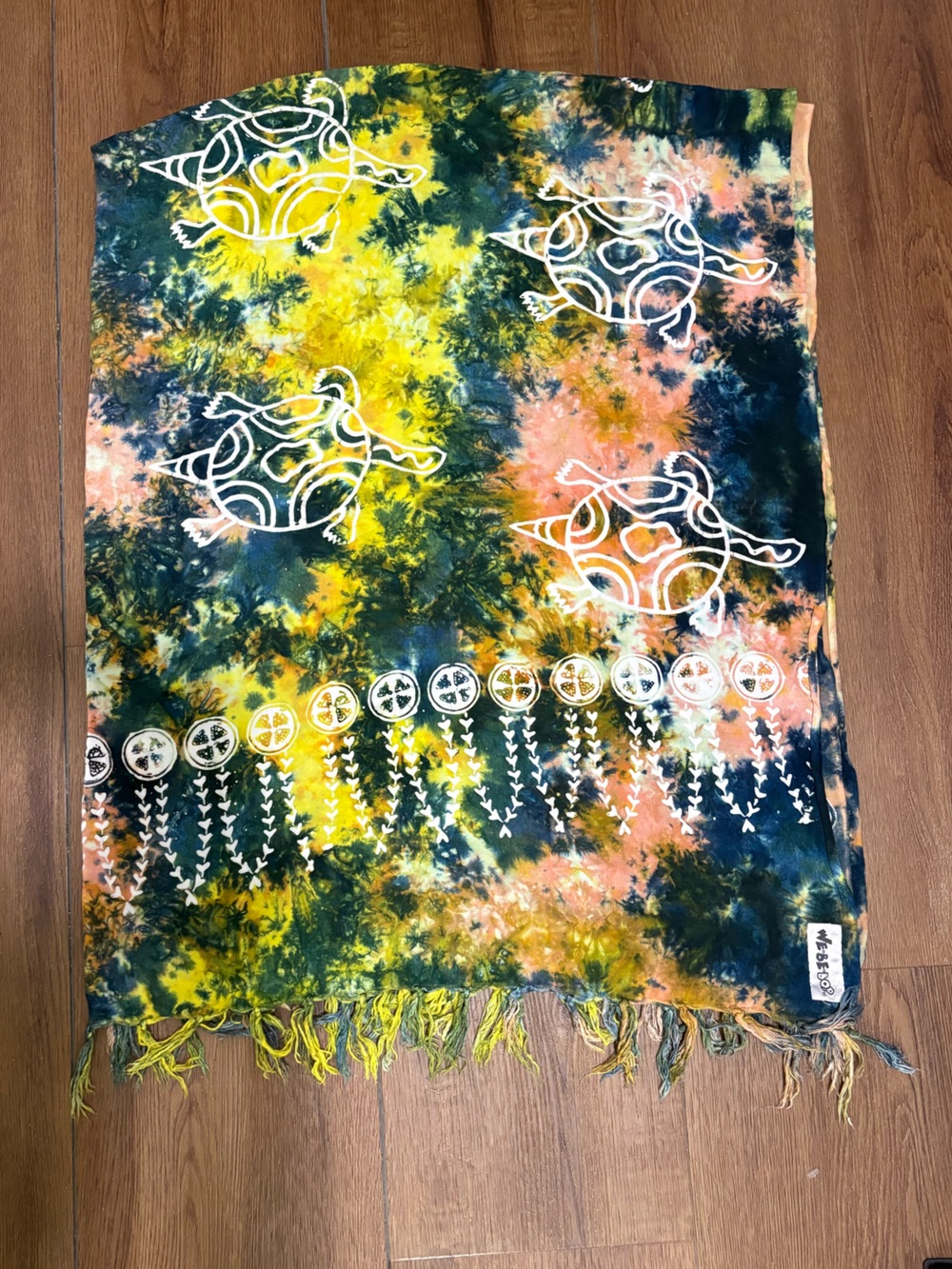 We Be Bop Tie Dye‎ Turtle Wrap Shawl Sarong Boho Festival Beach Cover Up